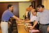 前行政院副院長朱立倫一一與台北縣藥界前輩們握手致意